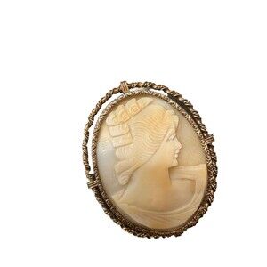 1900 Cameo, Shell Carved Translucent, Pendant Brooch, 830 S Norway Familyantique